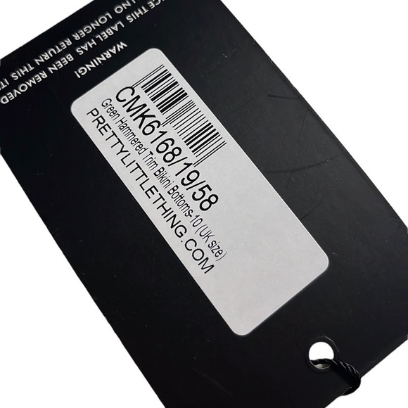 NWT Pretty Little Thing Green Gold Hammer Detail Bikini Bottoms Sz 6 - Picture 6 of 9